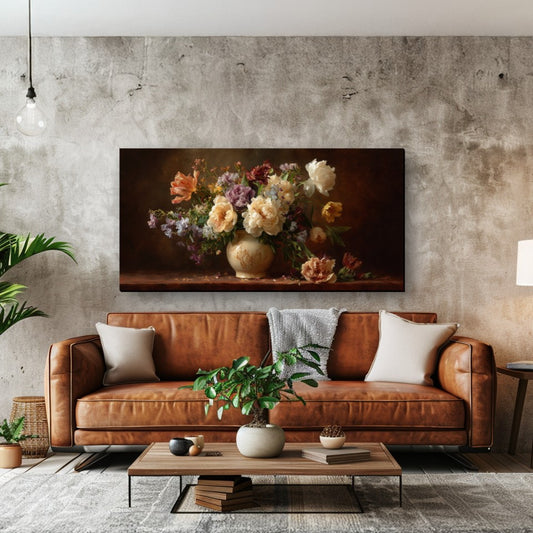 Vintage Floral Still Life Canvas Wall Art – High Quality Poly-Cotton Canvas Print, 1.5 Inch Wood Frame Classic Botanical Decor